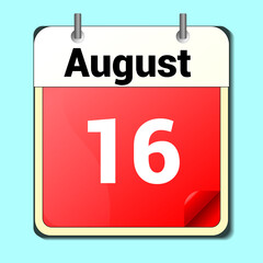 day on the calendar, vector image format, August 16