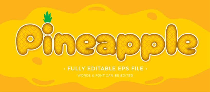 Pineapple with texture text effect editable