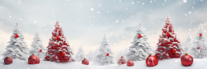 Naklejka na ściany i meble christmas tree with snow