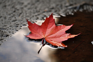 Bright maple leaf in a paddle, autumn mood. Generative AI