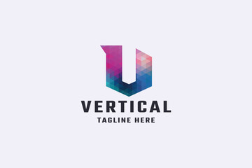 Vertical Letter V Pro Logo Template

