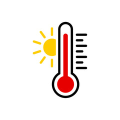 Thermometer with sun icon