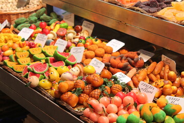 Colorful Fruit and Candy Market