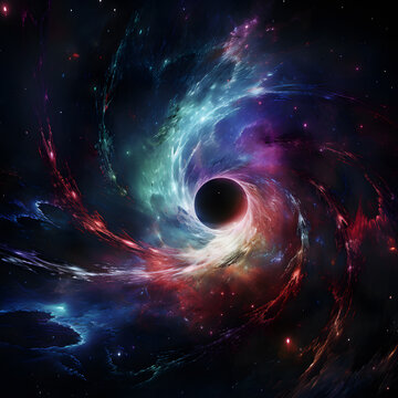 Black Hole Wormhole in Deep Space Swirling Gas