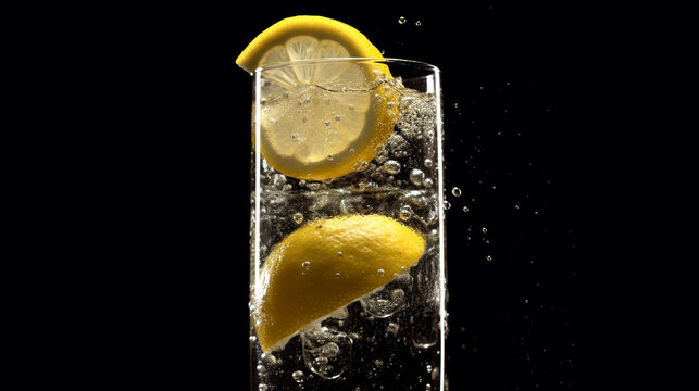 lemon in water HD 8K wallpaper Stock Photographic Image
