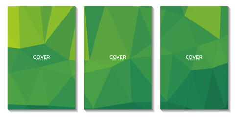 set of covers, flyers, posters, abstract modern triangular yellow green bio background