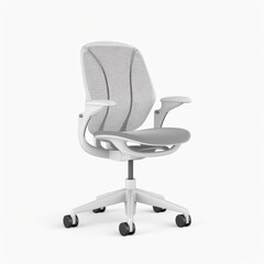Fototapeta premium an ergonomic mesh office chair seat that has a gray, material, isolated on a white background, generative ai