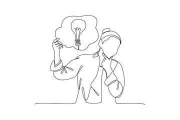 Single one line drawing concept of finding brilliant ideas. Continuous line draw design graphic vector illustration.