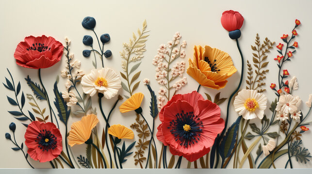 poppy flowers in a field HD 8K wallpaper Stock Photographic Image
