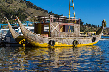 Boat on Titicaca lake