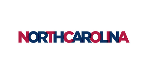 North Carolina, USA typography slogan design. America logo with graphic city lettering for print and web.