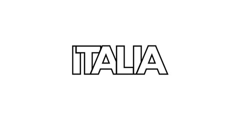 Italia emblem. The design features a geometric style, vector illustration with bold typography in a modern font. The graphic slogan lettering.