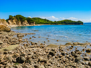【自然】夏の青空と透き通った海　香川県の小豆島のエンジェルロード