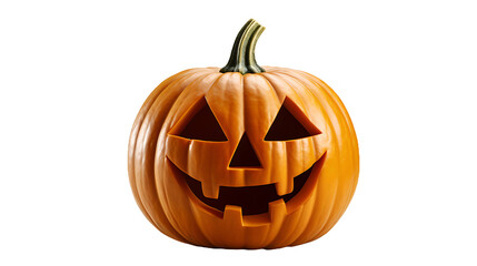 Jack o lantern the carved pumpkin with spooky face, halloween season. Isolated on white or transparent background, png - obrazy, fototapety, plakaty
