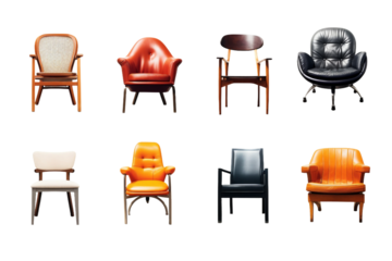 Collection of Chairs. isolated object, transparent background
