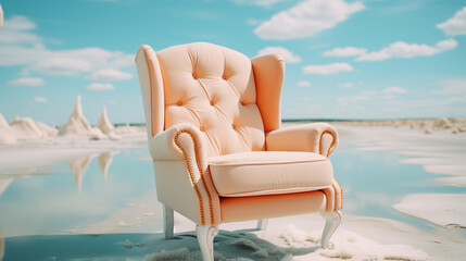 Fototapeta na wymiar chair on the beach HD 8K wallpaper Stock Photographic Image 
