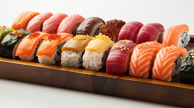sushi rolls on a plate HD 8K wallpaper Stock Photographic Image
