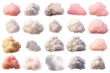 Collection of Clouds. isolated object, transparent background