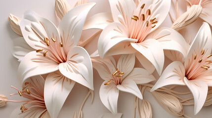 bouquet of white lilies HD 8K wallpaper Stock Photographic Image
