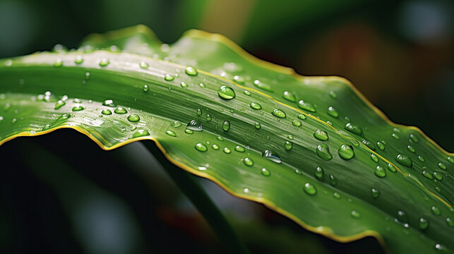 dew on leaf HD 8K wallpaper Stock Photographic Image
