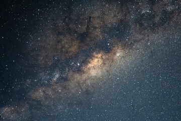 The night sky and the Milky Way with rocky inlet