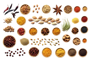 Rolgordijnen Collection of Exotic Spices. isolated object, transparent background © dataimasu