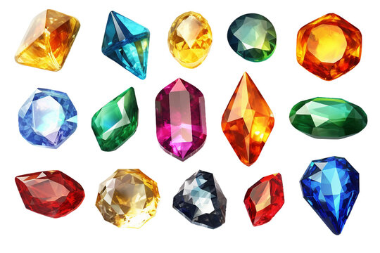 Collection of Gems. isolated object, transparent background