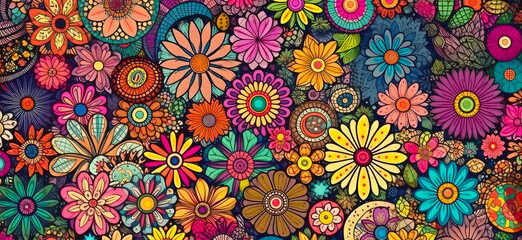 beautiful illustration of flowers with bright colors. Beautiful flowers for background. Flower background art. Post-processed generative AI