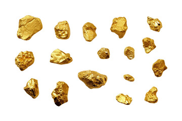 Collection of Gold Nuggets . isolated object, transparent background - obrazy, fototapety, plakaty