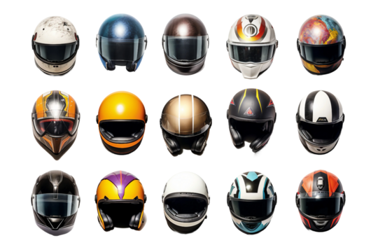 Collection of Helmets. isolated object, transparent background