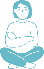 girl sitting confident gesture illustration