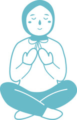 girl sitting pray gesture illustration