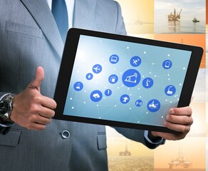 Oil worker in remote operations concept in oil industry