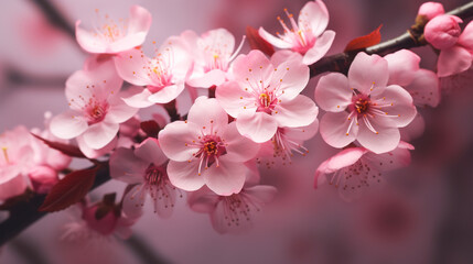 Obraz na płótnie Canvas Springtime pink cherry blossoms. drawing illustration artwork design. Generative AI