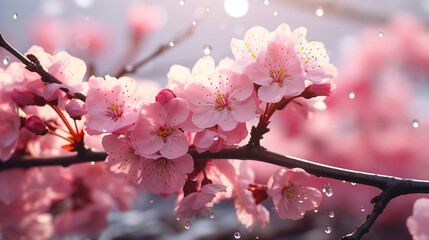 Obraz premium Springtime pink cherry blossoms. drawing illustration artwork design. Generative AI