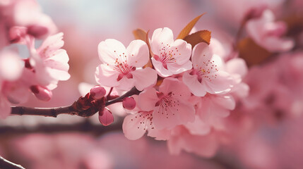 Obraz premium Springtime pink cherry blossoms. drawing illustration artwork design. Generative AI