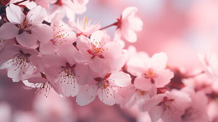 Springtime pink cherry blossoms. drawing illustration artwork design. Generative AI