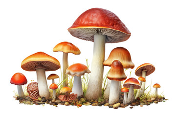 Collection of Mushrooms. isolated object, transparent background