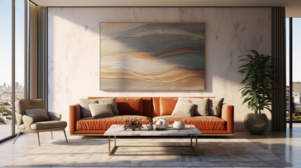 modern living room HD 8K wallpaper Stock Photographic Image