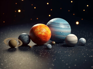 Naklejka na ściany i meble planets in space HD 8K wallpaper Stock Photographic Image
