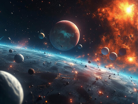 planet in space HD 8K wallpaper Stock Photographic Image