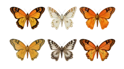 Fotobehang Collection of Painted Lady butterfly wings. isolated object, transparent background © dataimasu