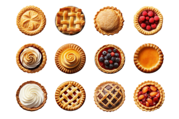 Collection of Pie Types. isolated object, transparent background