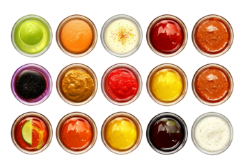 Collection of Sauces and Condiments. isolated object, transparent background