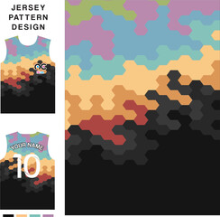 Abstract hexagon concept vector jersey pattern template for printing or sublimation sports uniforms football volleyball basketball e-sports cycling and fishing Free Vector.