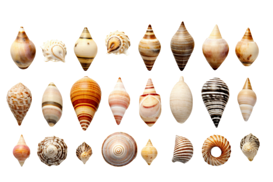 Collection of Shells. isolated object, transparent background
