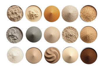 Collection of Various Sand Types. isolated object, transparent background