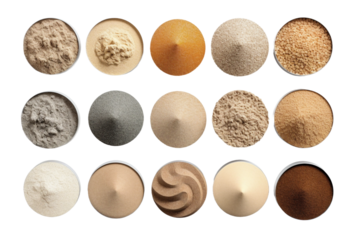 Collection of Various Sand Types. isolated object, transparent background