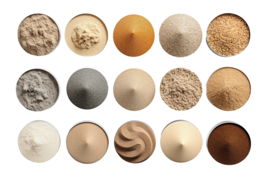 Collection of Various Sand Types. isolated object, transparent background
