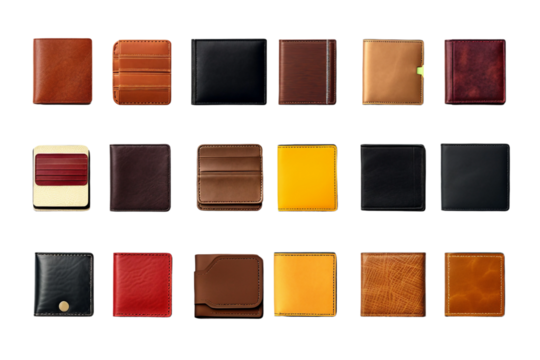 Collection of Wallets. isolated object, transparent background